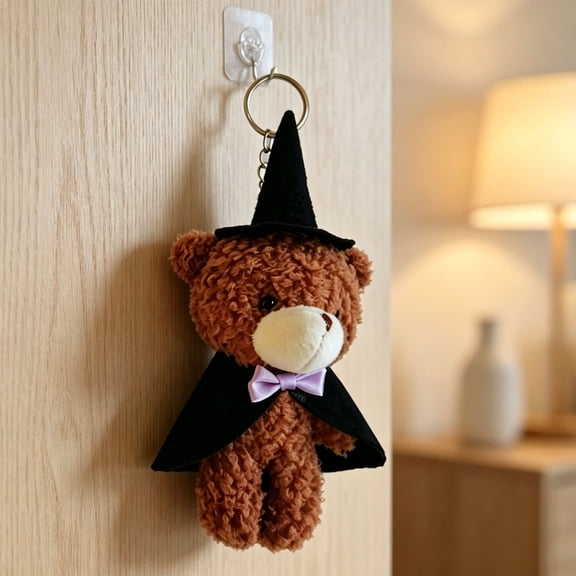 YiJuHui Halloween Keychain Cute Plush Teddy Bear Pendant Spooky Witch Hat Pumpkin Stuffed Doll Bag Charm Purse Accessory Party Favor Gift