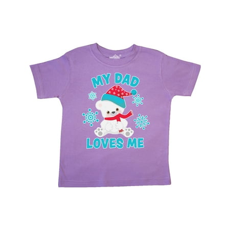 

Inktastic Polar Bear My Dad Loves Me in Santa Hat with Snowflakes Gift Toddler Boy or Toddler Girl T-Shirt