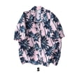 thumbnail image 2 of Sonducket Camisetas estampadas informales de manga corta para hombre, ropa holgada, camisas hawaianas, de gran tamaño, de un solo pecho, de Camisetas Rosa S, 2 of 5