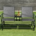 thumbnail image 3 of Gymax Patio 2-Person Glider Rocking Char Loveseat Garden w/ Tempered Glass Table Grey, 3 of 10