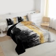 thumbnail image 3 of jejeloiu Modern Ink Geometric Full Size Comforter Sets,Black Gold Gray Bedding Sets For Adults Reversible 3pcs, 3 of 8