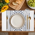 thumbnail image 4 of Navy Blue Boho Placemats Set of 6, Vintage Southwestern Geometric Stripes Placemats for Dining Table, Place Mats for Kitchen Tabletop, Waterproof Wipeable Dining Table Mats Set, 4 of 9