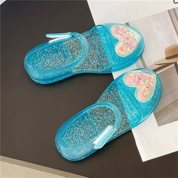 Delliss Girls Princess Shoes Jelly Sandals Toddler Cosplay Dress Up Dancing Show Shoes Flats