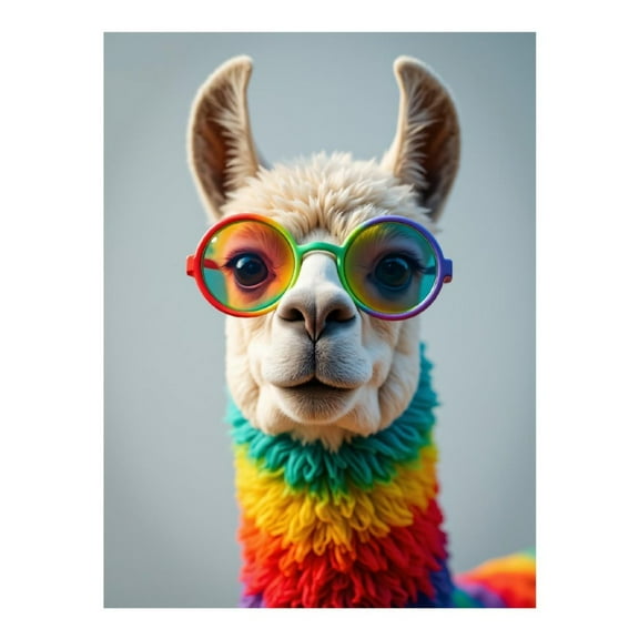 Diamond Art Kit for Adults, Rainbow Llama With Glasses Diamond Painting for Adults Beginners, DIY Diamond Art Painting Kits, 5D Diamond Painting Crafts for Home Decor 12x16 Frameless