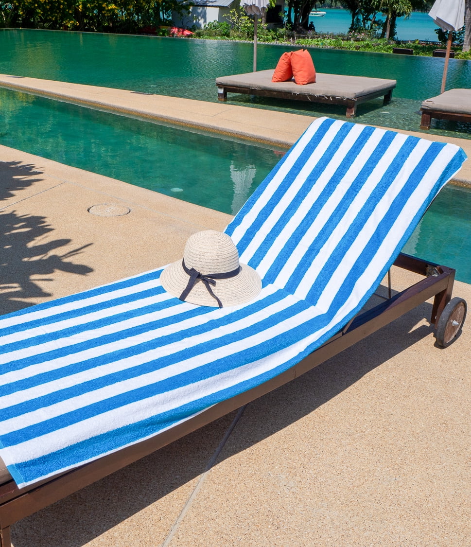 Arkwright Oversized California Beach Towels - Ringspun Cotton Pool Towel - 30 x 70 in. - (Bulk Case of 24) Blue
