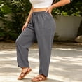 thumbnail image 4 of Admvng Womens Plus Size Pants Cotton and Linen Summer Casual Drawstring Waist Comfy Pants, 4 of 7