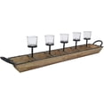 thumbnail image 2 of A&B Home Mango Wood Tealight Holder Tray - Large Multiple Tealight Holder Wooden Display, Decorative Tealight Candle Holder, Bedroom Living Room Console Table Accent Piece, 32" x 6" x 7", 2 of 5