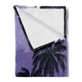 thumbnail image 2 of Tropical Soft Flannel Fleece Throw Blanket, Caribbean Island Landscape at Night Full Moon Sailboat and Palm Trees, Cozy Plush for Indoor and Outdoor Use, 70" x 90", Black Lavender White, by Ambesonne, 2 of 5