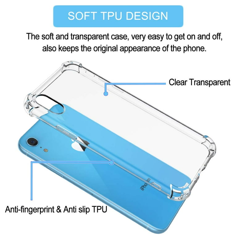 QLTYPRI Custodia Trasparente Anti-Giallo Per IPhone XR, Morbida TPU Antiurto Con Bordi Rialzati, Colore Blu - 3