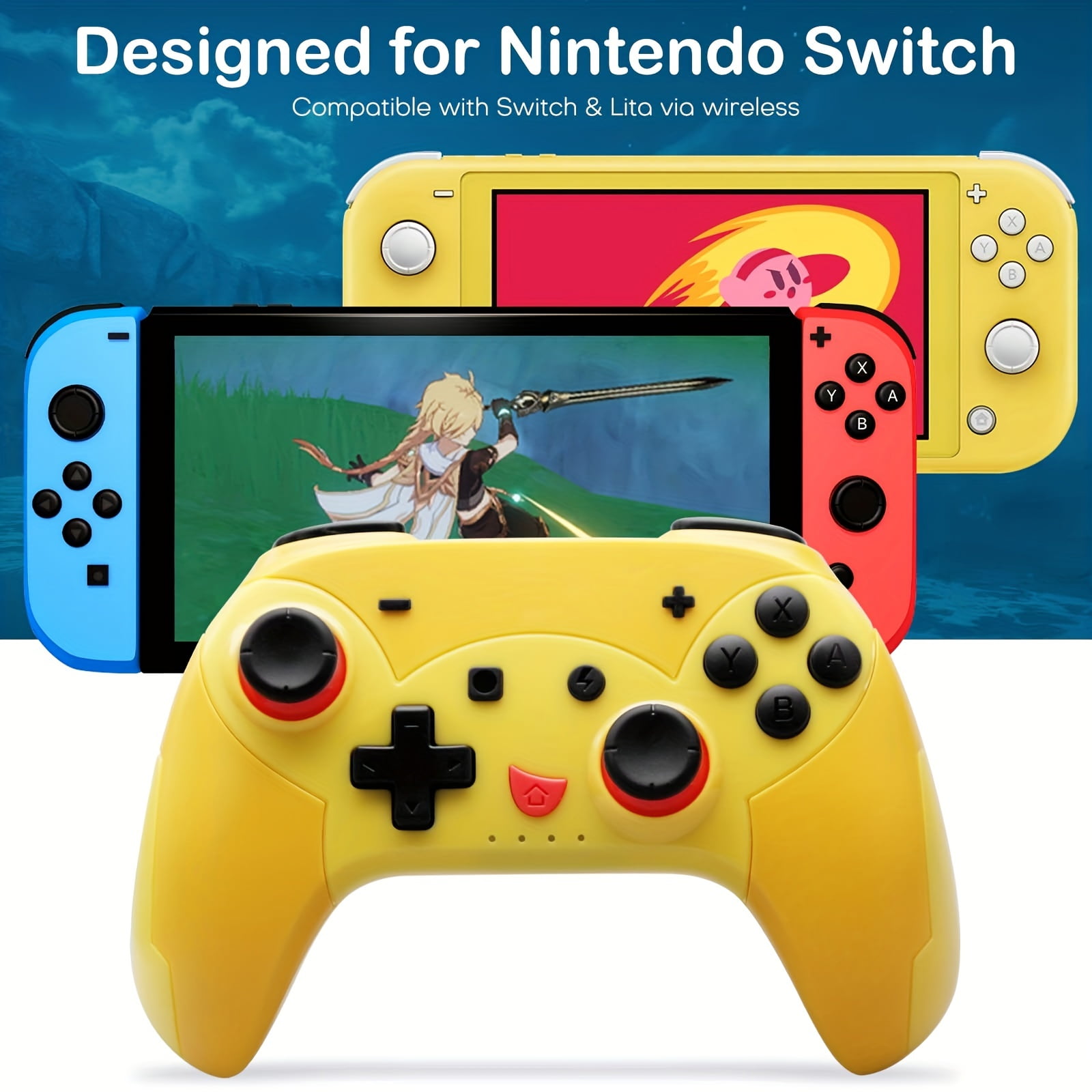 Switch Controller, Wireless Switch Pro Controller for Nintendo Switch/Lite/OLED /PC/IOS/Android, Switch Remote Control with Dual Vibration, 6-Axis Switch Controller, Wireless Switch Pro Controller for Nintendo Switch/Lite/OLED /PC/IOS/Android, Switch Remote Control with Dual Vibration, 6-Axis