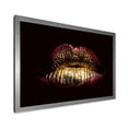 thumbnail image 2 of Designart 'Sexy Golden Metallized Woman Lips IV' Modern Framed Art Print, 2 of 4