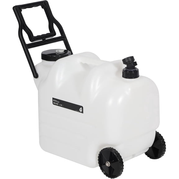 REDCAMP 7.4 Gal Portable Water Container with Wheels & Spigot - BPA-Free Rolling Camping Water Jug with Handle Storage Tank for Hiking, Outdoor Activities (28L, White)