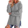 thumbnail image 6 of QTISFD Women's Hoodies Long Sleeved Side Split Hem Oversized Solid Soft Hooded Sweatshirt Fall Winter Loose Lightweight Althletic Pullover Hoodie, 6 of 7