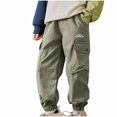 thumbnail image 5 of Qunyiney with Pockets Boys Sweatpants Hiking Athletic Joggers Cargo Pants Relaxed Fit Elastic Waist Solid Sweatpants Size 5, 5 of 5