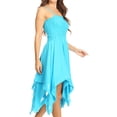 thumbnail image 4 of Sakkas Ella Smocked Bodice Spaghetti Strap Double Layered Dress - Turquoise - One Size Regular, 4 of 5