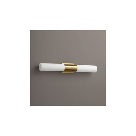 

Aged Brass Tone Finish Bathroom Vanity 31 Wide Steel/Glass Array LED 2 Light Fixture