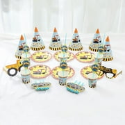Construction Vehicle Theme Birthday Party Decoration Supplies Disposable Tableware Set Paper Plate Cup Hat Party Supplies for Boys Birthday Baby Shower Party Favor