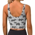 thumbnail image 4 of Goofa Gray Tractor Printed Sports Bras for Women, High Impact Running Bra Workout Crop Tank Tops Longline Sports Bra Push up-, 4 of 9