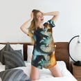 thumbnail image 5 of Daiia Red And Blue Flame Wave Dragon Pattern Womens Pajama Sets Short Sleeve Pajamas for Women Sets Soft Lounge Sets Casual Round Neck Sleepwear PJS-Small, 5 of 7