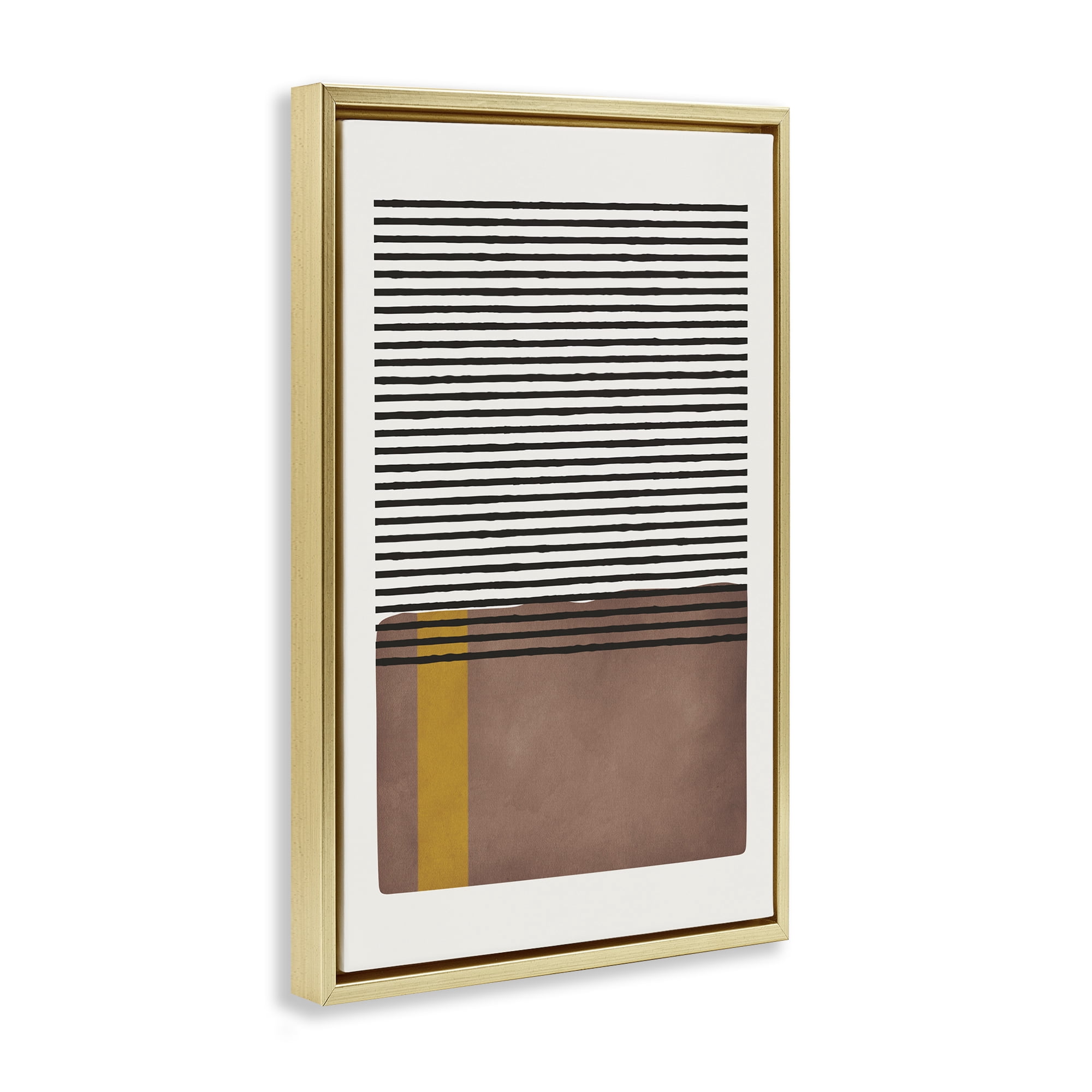 Stupell Industries Cosby Street Abstraction Abstract Painting Gold Floater Framed Canvas Art Print Wall Art, 21 x 31