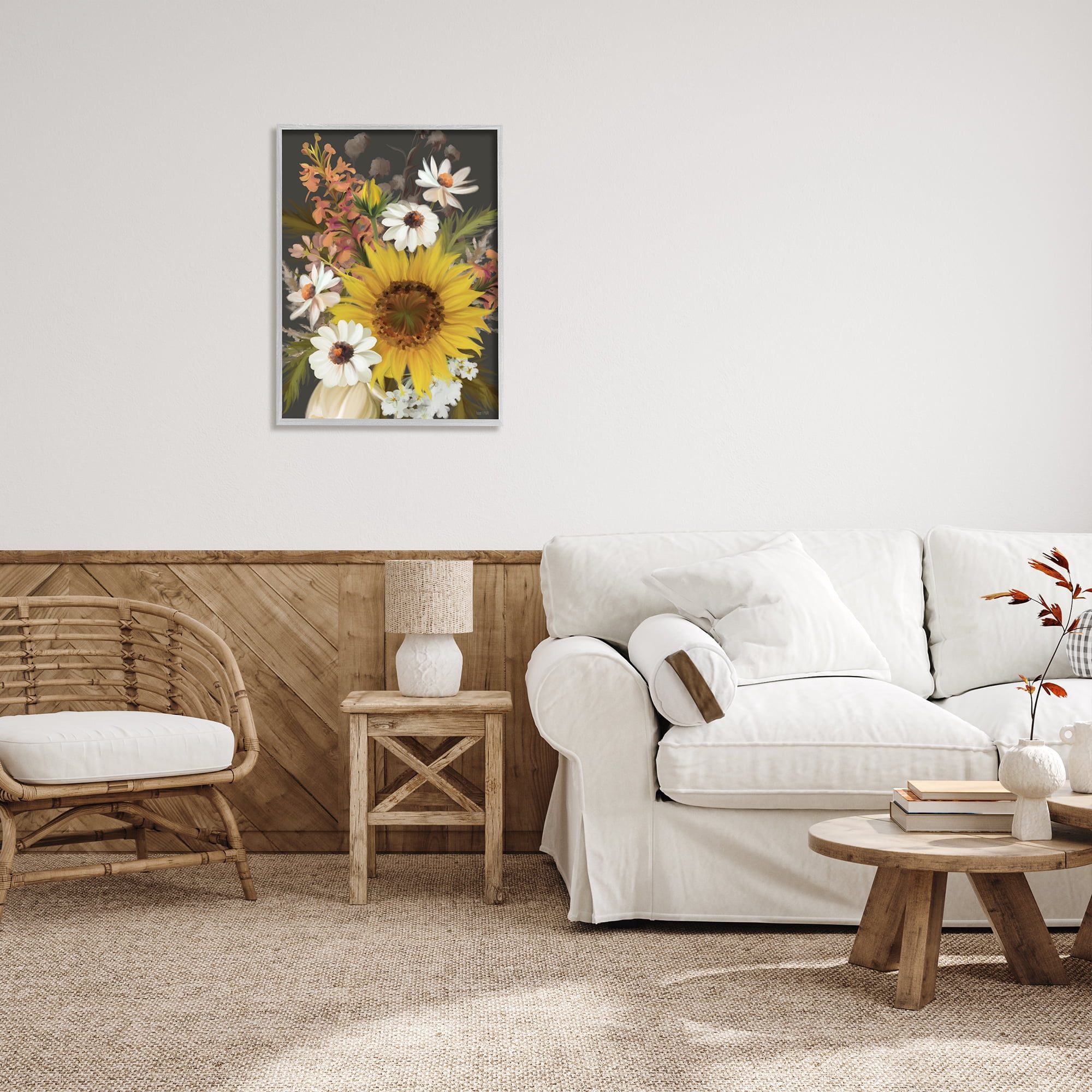 Stupell Industries Vintage Rural Florals Botanical & Floral Painting Gray Framed Art Print Wall Art, 24 x 30