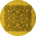 thumbnail image 1 of Ahgly Company Machine Washable Indoor Round Oriental Yellow Traditional Area Rugs, 3' Round, 1 of 4