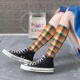 thumbnail image 5 of Yiaed Warm Orange Plaid Print Great elasticity Adult Stockings Sports socks for Men and Women, 5 of 6