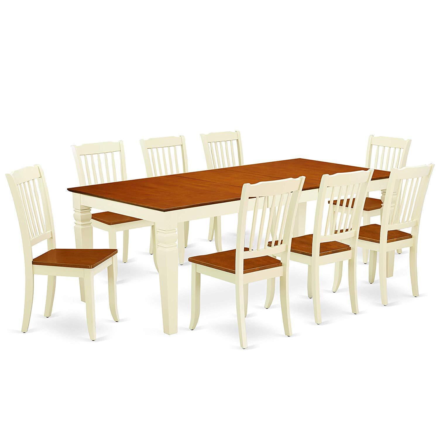 LGDA9BMKW 9PC Rectangular 66/84 inch Table with 18 In Leaf and 8