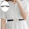 thumbnail image 6 of 2x Ladies Elastic Narrow Waist Belt Leather Skinny Waistband Skirt Decor white, 6 of 8