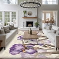 thumbnail image 3 of Purple Iris Area Rugs 8'x10', Washable Small Throw Rugs for Living Room Patio, Spring Vintage Butterfly Leaves Flowers Beige Indoor Outdoor Rug Non-Slip Low Pile Carpet Runner Reversible Floor Mats, 3 of 8