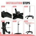 thumbnail image 6 of Salon Tray On Wheels Tattoo Tray Rolling Trolley Adjustable Height Storage Utility Cart for Clinic Spa Rolling Tray ((Pink), 6 of 7