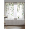 thumbnail image 5 of Sheer Curtains 63 Inch Length, Green Eucalyptus Leaves Semi Sheer Curtains Light Filtering Window Treatment, Birds Flowers Spring Watercolor Floral Privacy Voile Drapes for Living Room 52x63 Inch, 5 of 7