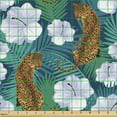 thumbnail image 2 of Ambesonne Tropical Fabric by the Yard Upholstery, Floral Jungle and Leopards, 3 Yards, Multicolor, 2 of 5