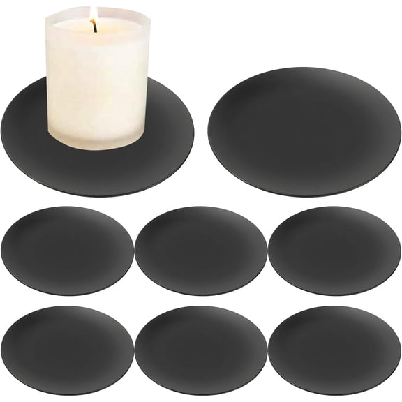 8 PCS Iron Plate Candle Holder, 4 Inch Black Decorative Pillar and Taper Candle Stand, Metal Candlestick Holder for LED & Wax Candles, Wedding, Spa, Party, Dining