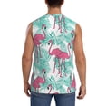 thumbnail image 4 of Lsque Flamingo Print Men's Cotton Blend Sleeveless Muscle Shirts (S-3XL)- Moisture Wicking, Odor Protection, UPF 30+,, 4 of 8