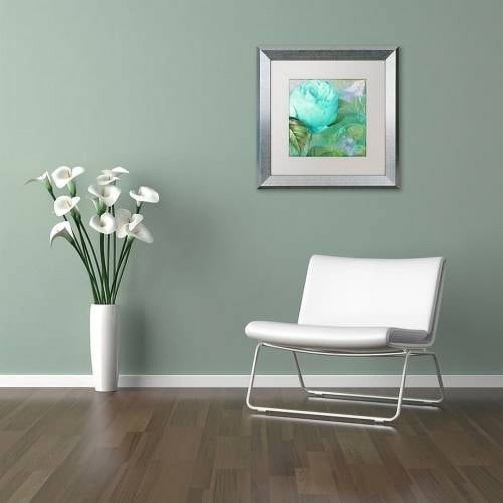 Trademark Fine Art "Aqua Rose I" Canvas Art by Color Bakery White Matte, Silver Frame