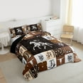 thumbnail image 3 of Homewish Western Cowboy Cowgirl Queen Comforter Set, Brown Buffalo Patchwork Bedding Sets, Rustic Farmhouse Reversible Bedding Comforter Set, Luxury Bedroom Decor, 3 Pieces, 3 of 8