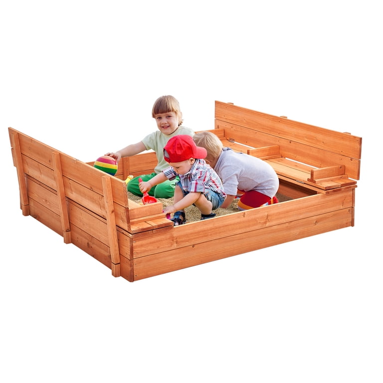 KFFKFF Wooden Sandbox, Dimensions 52.4x47.2x16.9 inches, Featuring