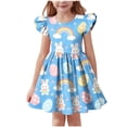 thumbnail image 2 of NAISIBABY Girls Casual Dresses, Cute Prints Ruffles Sleeveless Crewneck Summer Flowy Sundress Blue Size 10, 2 of 7