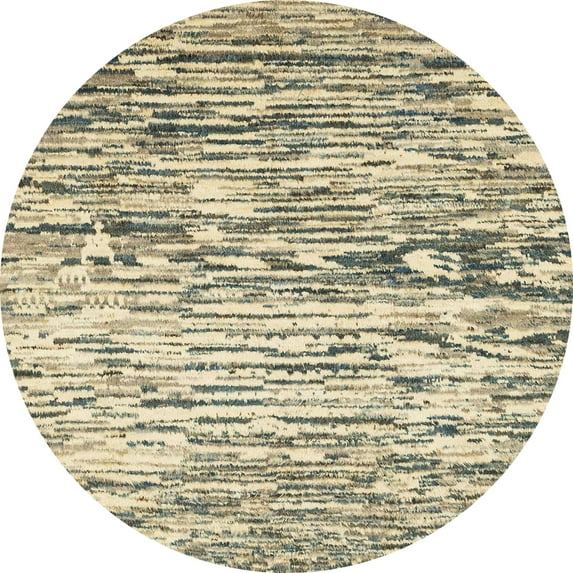 Ahgly Company Machine Washable Indoor Round Abstract Brown Gold Area Rugs, 4' Round