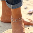 thumbnail image 3 of Tobilleras con cuentas dobles Tobilleras de plata para siempre Cadenas de pie con cuentas de playa para mujeres y niñas ER, 3 of 4