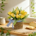 thumbnail image 6 of 31cm Artificial Tulip Flower Basket Wreath,Yellow Tulip Door Hanging Basket Floral Wreaths,Spring Front Door Wreath for Home Decor, 6 of 7