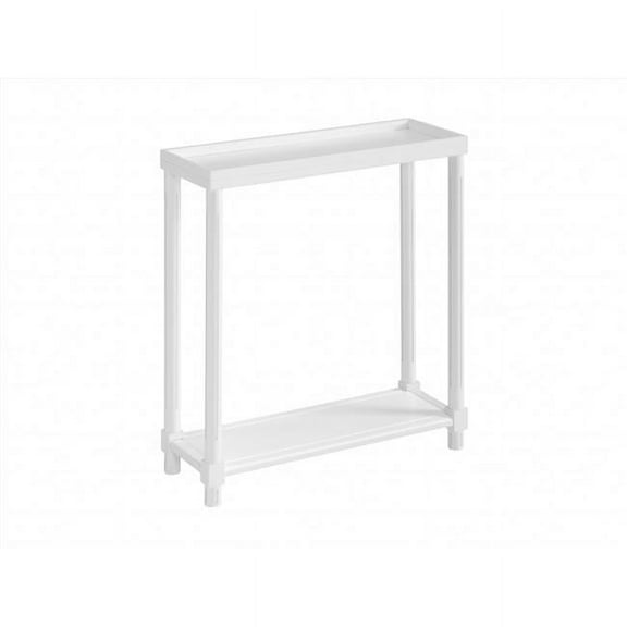 HomeRoots 515519 24 x 22 x 8 in. White Narrow Wood End Table with Shelf - Set of 2
