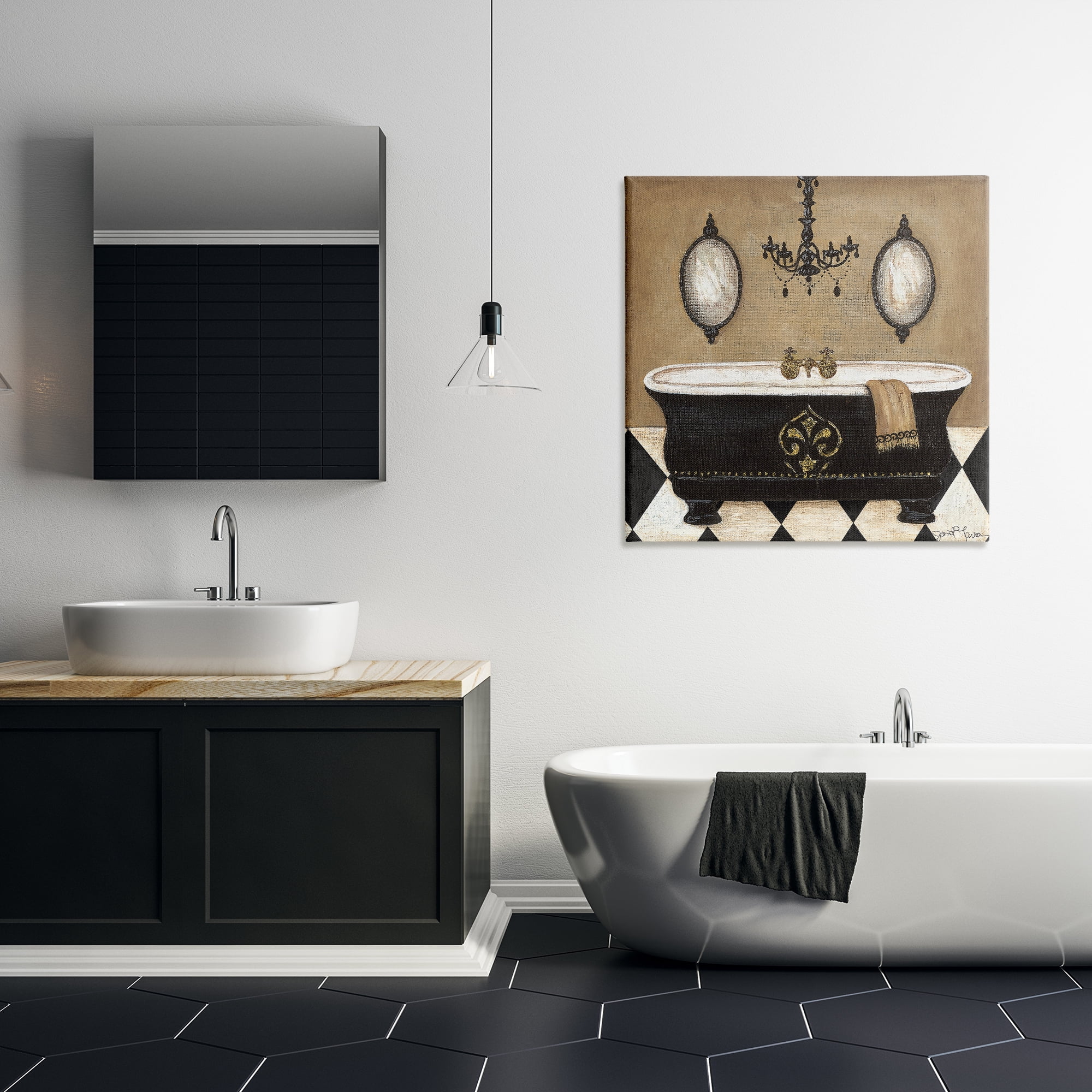 Stupell Industries Elegant Bathtub & Chandelier Canvas Wall Art, design by Janet Tava