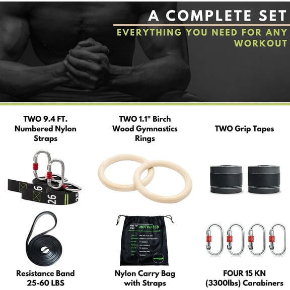 Awegym Gymnastic Rings with Adjustable Straps
