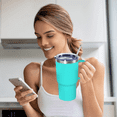thumbnail image 3 of AGH 20oz Tumbler with Handle Stainless Steel Insulated Coffee Mug Travel Mug with Handle Double Wall Tumbler Cup with Spill Proof Lid and Straw and Straw Brusher, 1 Pack,Mint Green, 3 of 6