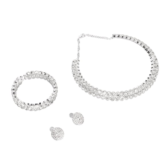 Riousery Juego de Joyería Nupcial Collar Aretes y Pulsera Plata
