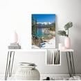 thumbnail image 5 of Lake Tahoe Canvas Wall Art Decor for Bedroom Bathroom Forest Snow Blue Sky Clouds Scenery Picture Print Painting,Framed Artwork for Living Room,Office 12" Wx18 L, 5 of 6