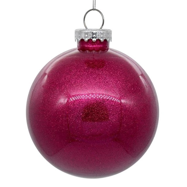 Boule de Sapin de Noël Pailletée Transparente 4.75 Po, Fuchsia - 4 par Sac