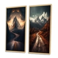 thumbnail image 3 of Designart "Endless Roads Through Misty Snowy Mountains" Meadow Framed Wall Art Set Of 2 - Traditional Black Framed Canvas Set For Living Room Decor, 3 of 6